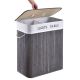 Coș rufe 2 compartimente, bambus, design gri, 100L