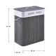 Coș rufe 2 compartimente, bambus, design gri, 100L
