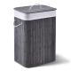 Coș de rufe pliabil bambus, capac, 72L, sac lavabil, gri
