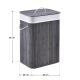 Coș de rufe pliabil bambus, capac, 72L, sac lavabil, gri