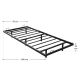 Pat metalic modern cu LED, 90x200 cm, somier lamelar, negru