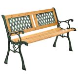 Bancă de grădină vintage din lemn și fontă, 2 locuri, 122 cm