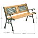 Bancă de grădină vintage din lemn și fontă, 2 locuri, 122 cm