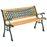 Bancă de grădină vintage din lemn și fontă, 2 locuri, 122 cm