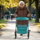 Cadru de mers pliabil din aluminiu cu scaun și geantă, turco