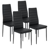 Set scaune bucătărie/sufragerie, 4 buc, PVC negru, structură