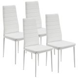 Scaune albe moderne din PVC cu structură oțel, set 4 bucăți