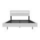 Pat modern cu LED, tăblie reglabilă, alb, 200x140 cm, design