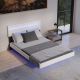 Pat modern cu LED, tăblie reglabilă, alb, 200x140 cm, design