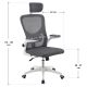Scaun de birou ergonomic gri/alb cu suport lombar și tetieră