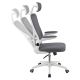 Scaun de birou ergonomic gri/alb cu suport lombar și tetieră