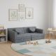 Canapea modulară copii, gri, perne mari, spumă PU, 150x75x50