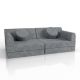 Canapea modulară copii, gri, perne mari, spumă PU, 150x75x50