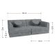 Canapea modulară copii, gri, perne mari, spumă PU, 150x75x50