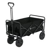 Cărucior pliabil negru, 100kg, roți ABS, cadru oțel, Oxford