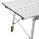 Masă camping aluminiu cu raft, înălțime reglabilă, 90x52 cm