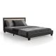 Pat cu LED Paris, piele ecologică, 140x200 cm, design negru