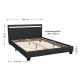 Pat cu LED Paris, piele ecologică, 140x200 cm, design negru