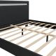 Pat cu LED Paris, piele ecologică, 140x200 cm, design negru