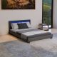 Pat cu LED Paris, piele ecologică, 140x200 cm, design negru