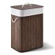 Coș de rufe pliabil bambus, 72L, capac, maro, sac lavabil