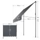 Copertină de balcon 200x120 cm, gri, cu înălțime reglabilă