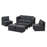 Set mobilier de grădină poliratan cu perne, masă sticlă, ne/