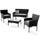Set mobilier de grădină din ratan negru cu masă și perne, 4+