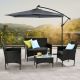 Set mobilier de grădină din ratan negru cu masă și perne, 4+