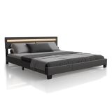 Pat modern tapițat, de culoare gri, 180x200, cu LED și somie
