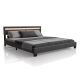 Pat modern tapițat, de culoare gri, 180x200, cu LED și somie