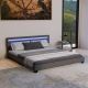 Pat modern tapițat, de culoare gri, 180x200, cu LED și somie