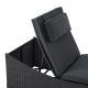 Șezlong exterior poliratan negru cu pernă gri, 200x60 cm