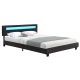 Pat tapițat negru cu LED, 160x200 cm, piele ecologică, cadru