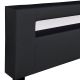 Pat tapițat negru cu LED, 160x200 cm, piele ecologică, cadru