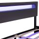 Pat tapițat negru cu LED, 160x200 cm, piele ecologică, cadru