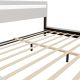 Pat matrimonial LED, eco-piele albă, 180x200 cm, stil modern