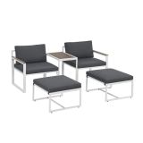 Set mobilier de grădină 2+2+1 cu structură oțel și perne gri