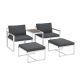 Set mobilier de grădină 2+2+1 cu structură oțel și perne gri