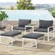 Set mobilier de grădină 2+2+1 cu structură oțel și perne gri