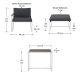 Set mobilier de grădină 2+2+1 cu structură oțel și perne gri