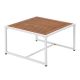 Set mobilier terasă colțar, oțel alb, lemn acacia, perne gri