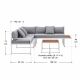 Set mobilier terasă colțar, oțel alb, lemn acacia, perne gri
