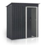 Căsuță de grădină metalică antracit 1m², ușă glisantă, cadru