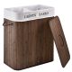 Coș rufe dreptunghiular bambus, 100L, 2 compartimente, maro