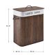 Coș rufe dreptunghiular bambus, 100L, 2 compartimente, maro