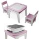 Set mobilier copii roz cu masă, 2 scaune și plăci multifuncț