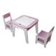 Set mobilier copii roz cu masă, 2 scaune și plăci multifuncț