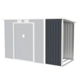 Adăpost pentru lemne din oțel zincat, 130x65x171 cm, gri în­
