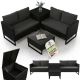 Set mobilier de grădină poliratan, 4 persoane, negru/ gri, o